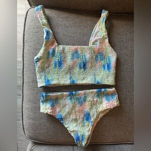 Alia Blue Bambi Eco Acid Tie Die Swim top and bottom. Excellent condition!